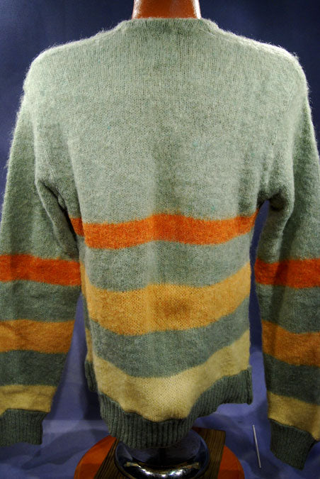 Retro Hellgrüner Mohair-Pullover mit V-Ausschnitt