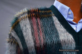 Vintage mohair sweater with shaggy plaid pattern and V-neck detail