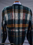 Vintage mohair sweater with classic retro shaggy plaid design and V-neck style