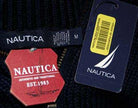 Men's Nautica Zip-Neck wool blend pullover sweater with white angora design