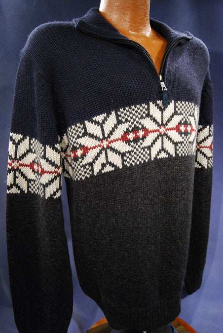 Men's Nautica Zip-Neck pullover sweater with soft wool and white angora design in XL size