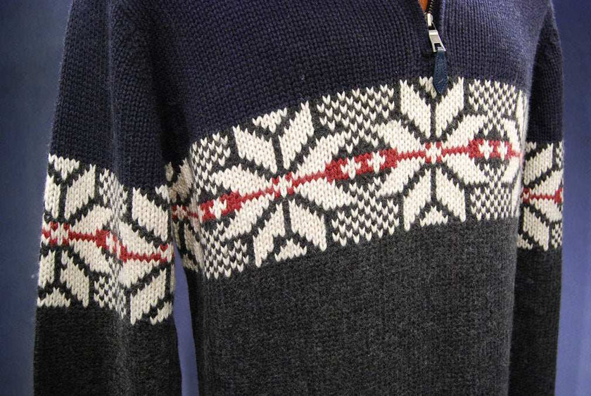 Men's Nautica Zip-Neck pullover sweater with soft wool and white angora design in size X-Large