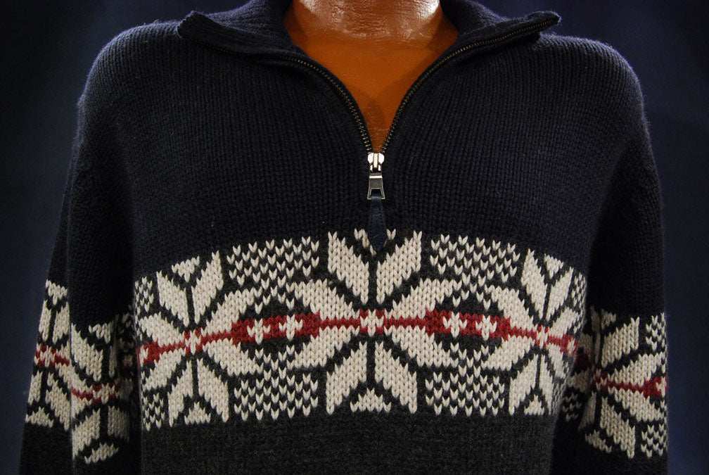 Men's Nautica Zip-Neck pullover sweater with soft wool and white angora design in X-Large size