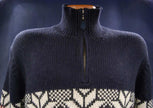 Men's Nautica Zip-Neck pullover sweater in soft wool blend with white angora design, size X-Large