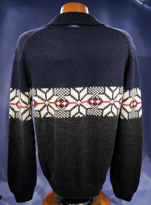 Men's Nautica Zip-Neck pullover sweater with soft wool and white angora design in XL size