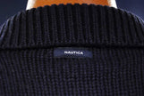 Men's Nautica Zip-Neck pullover sweater with soft wool and white angora design in X-Large