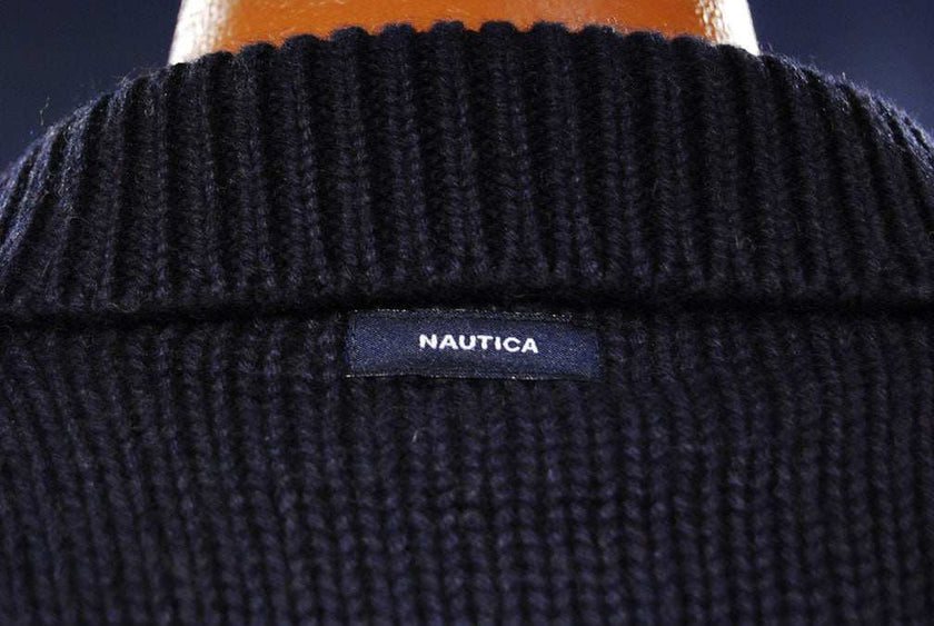 Men's Nautica Zip-Neck pullover sweater with soft wool and white angora design in X-Large