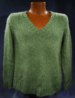 Woman's sage-green fuzzy V-neck pullover sweater by NEW YORK & Co. in small-medium size