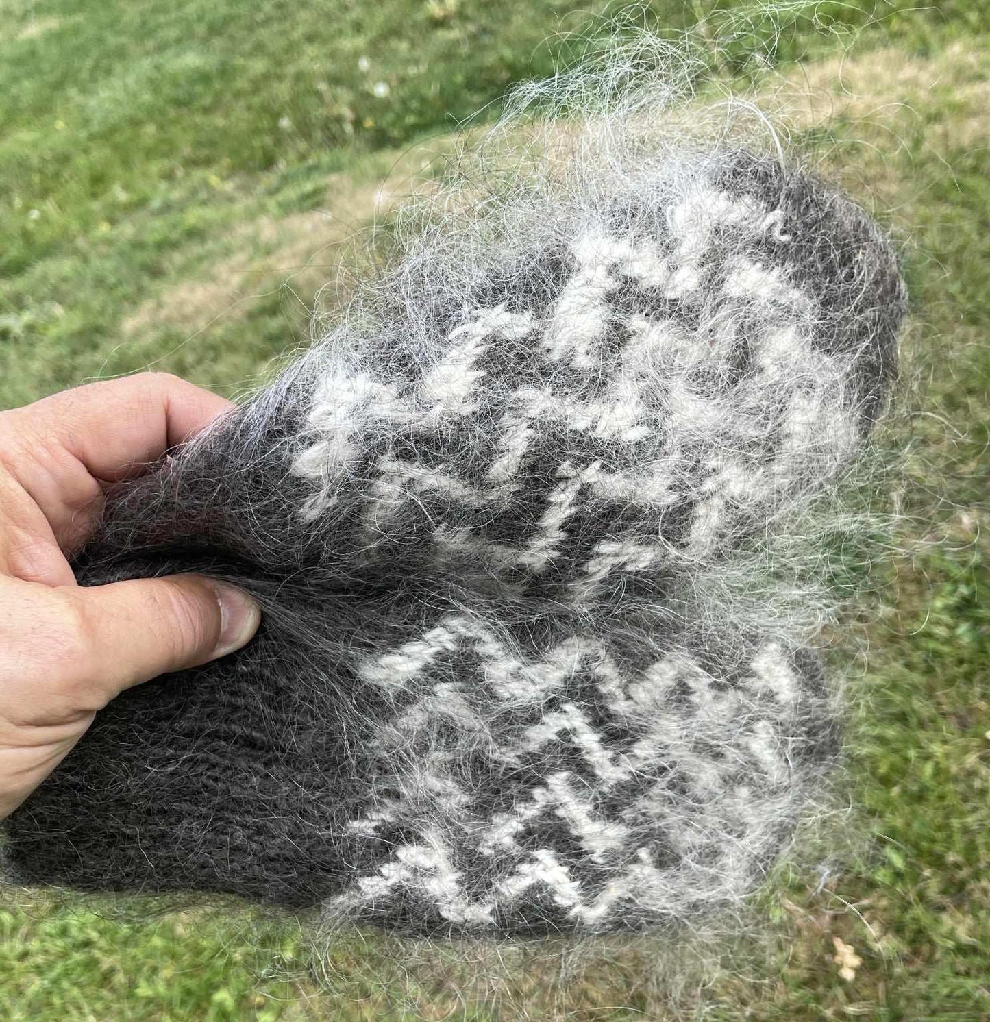 Fluffy New Handknit Mittens of Angora or Mohair from Siberia