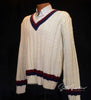 Men's Tennis Sweater 1960s retro V-neck cable-knit pullover by Penney
