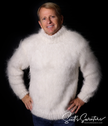 Men's Mohair Sweater hand-knit fuzzy crewneck