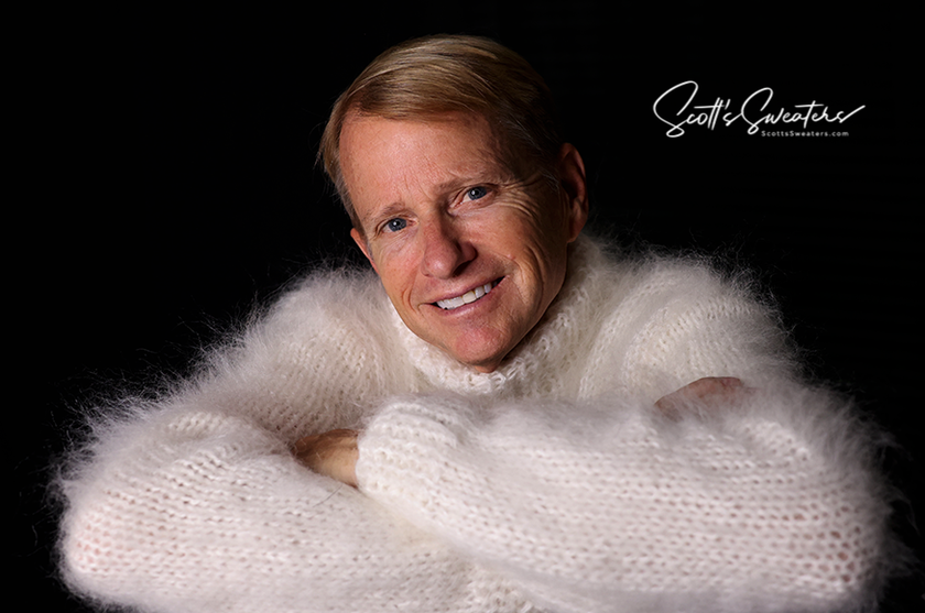 Men's Mohair Sweater hand-knit fuzzy crewneck
