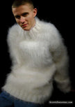 Men's Mohair Sweater hand-knit fuzzy crewneck
