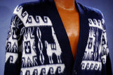 Men's Alpaca Sweater Cardigan Aztec Design Soft
