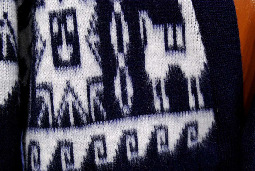 Men's Alpaca Sweater Cardigan Aztec Design Soft