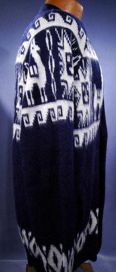 Men's Alpaca Sweater Cardigan Aztec Design Soft