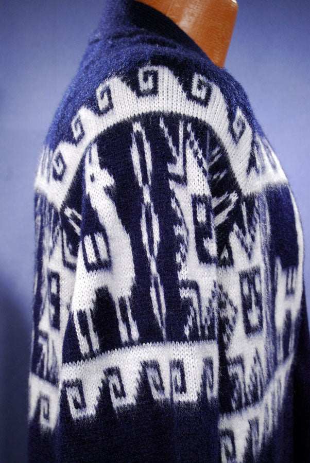 Men's Alpaca Sweater Cardigan Aztec Design Soft