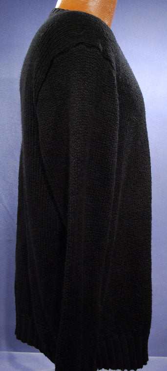 Black men's cotton crewneck pullover sweater by Polo Ralph Lauren, size large