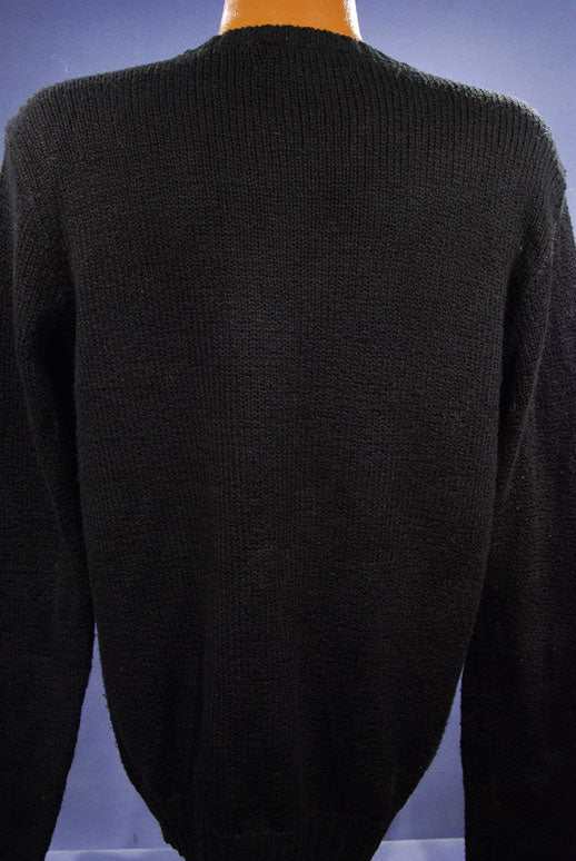 Men's black cotton crewneck pullover sweater by Polo Ralph Lauren, size large, back view