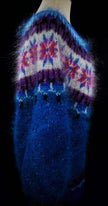 Colorful woman's mohair cardigan sweater with Icelandic design and floral pattern