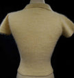 Woman wearing cling-fit short-sleeve polo-neck angora sweater by Express