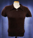 Woman's short-sleeve polo-neck angora sweater by Express, cling-fit design