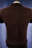 Woman's short-sleeve polo-neck angora sweater by Express with cling-fit design