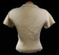 Woman's short-sleeve polo-neck angora sweater by Express, soft and cling-fit design