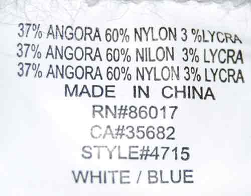 Tag showing fabric composition and manufacturing details of a girl's powder-blue sport jacket hoodie by Bebe Sports