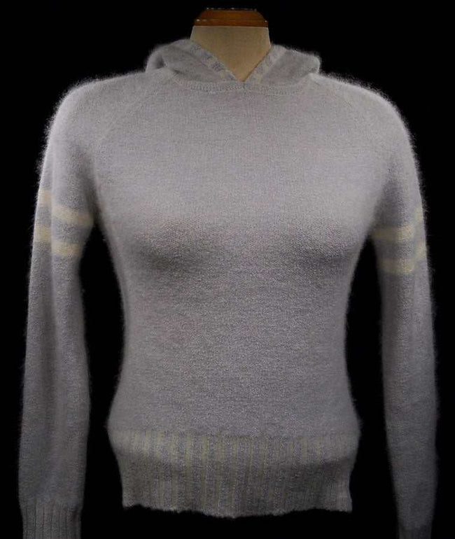 Girl's powder-blue angora sport jacket hoodie by Bebe Sports in medium size