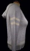 Girl's powder-blue angora sport jacket hoodie with striped sleeves by Bebe Sports, medium size