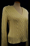 Girl's yellow cotton angora V-neck cable knit sweater by Aeropostale size 38