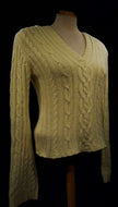 Girl's yellow cotton angora V-neck cable knit sweater by Aeropostale size 38