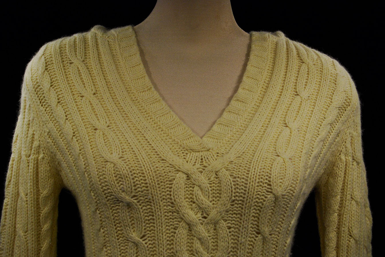 Gelber Pullover mit V-Ausschnitt aus Baumwolle/Angora für Mädchen von Aeropostate
