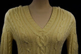 Girl's yellow cotton and angora V-neck cable knit sweater by Aeropostale