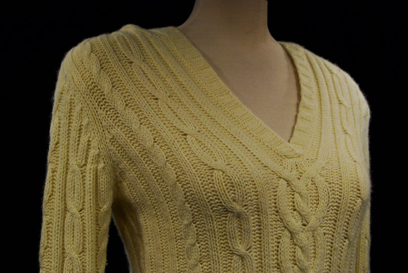 Gelber Pullover mit V-Ausschnitt aus Baumwolle/Angora für Mädchen von Aeropostate