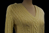 Girl's yellow cotton angora V-neck cable knit sweater by Aeropostale