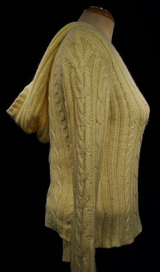 Girl's yellow cotton and angora V-neck cable knit sweater by Aeropostale