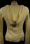 Girl's yellow cotton angora V-neck sweater with cable knit and hood by Aeropostale