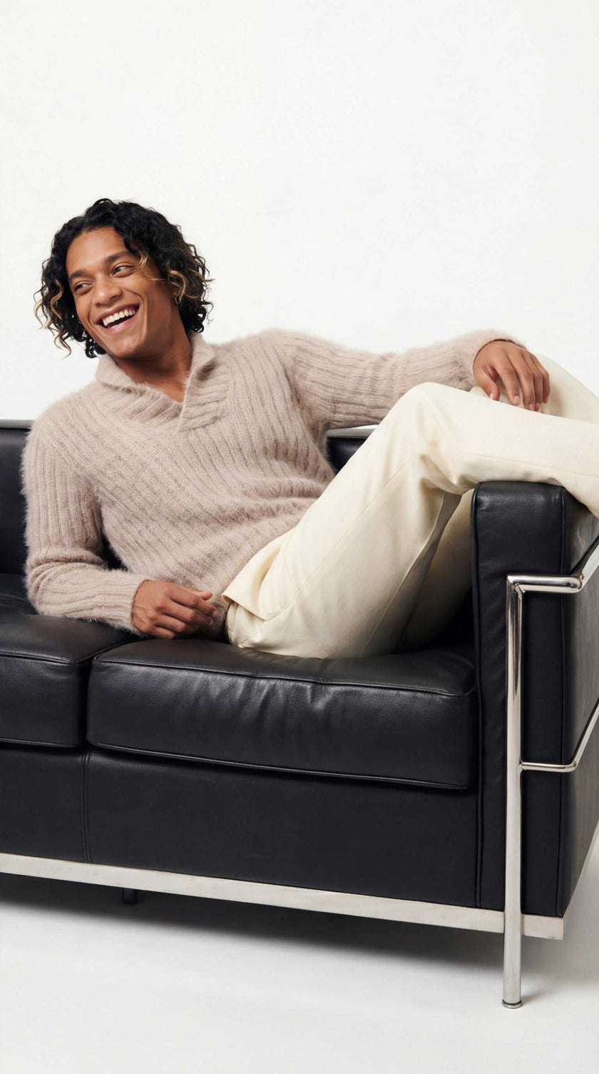 Men's GUCCI luxurious shawl-neck angora sweater in stock