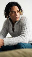 Men's GUCCI shawl-neck angora sweater in grey, rare luxury knitwear