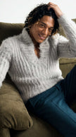 Men's GUCCI shawl-neck angora sweater, rare luxurious design, in-stock USA delivery