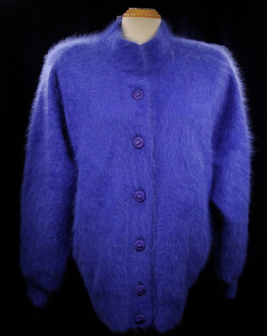 Woman's Powder-blue Angora Cardigan Sweater by Venesha