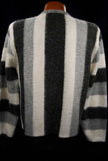 Men's retro zipper-front black grey white faux-mohair cardigan sweater by Brent Montgomery Ward small size