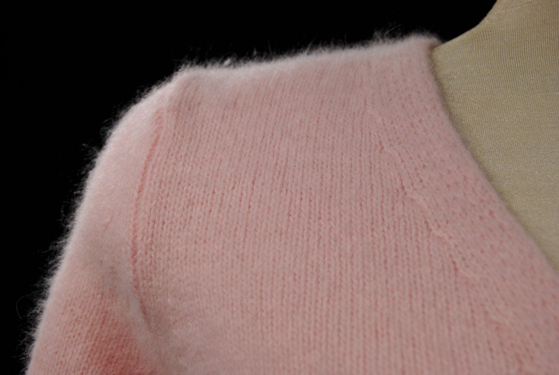 Woman's Pink Angora-Lambswool Wrap-Cardigan Sweater