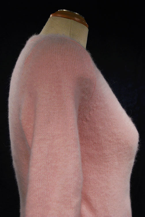 Woman's Pink Angora-Lambswool Wrap-Cardigan Sweater