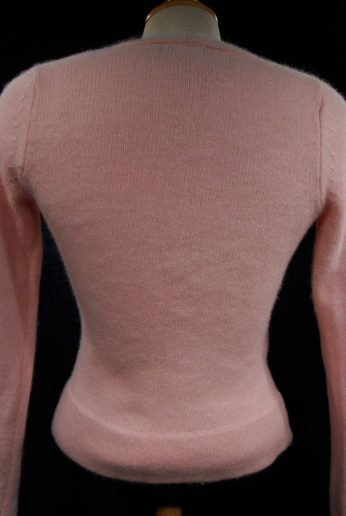 Woman's Pink Angora-Lambswool Wrap-Cardigan Sweater