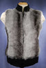 Girl's/Woman's grey and black faux-fur sleeveless vest with front zipper and rib-knit trim