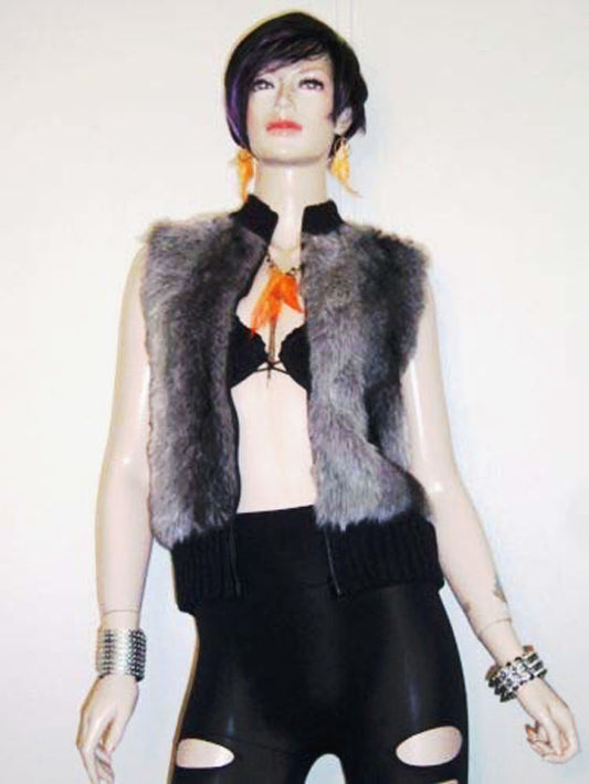 Girl's/Woman's Grey Faux-Fur vest