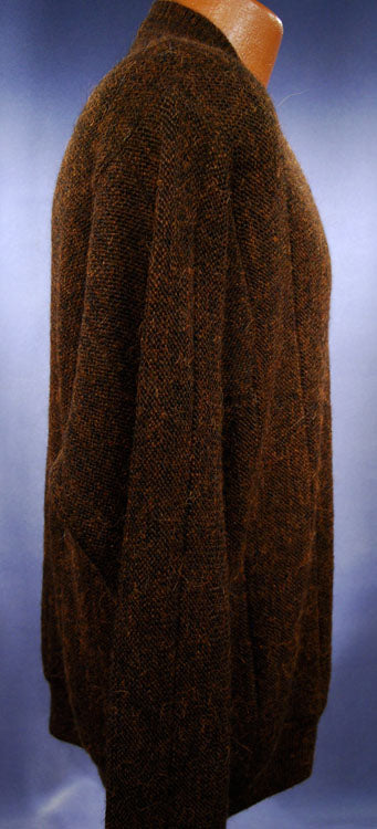 Weicher bronzefarbener Alpaka-Pullover mit V-Ausschnitt für Herren